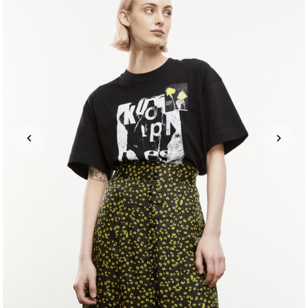 The Kooples Organic black cotton T-shirt with motif  Size Large L 3